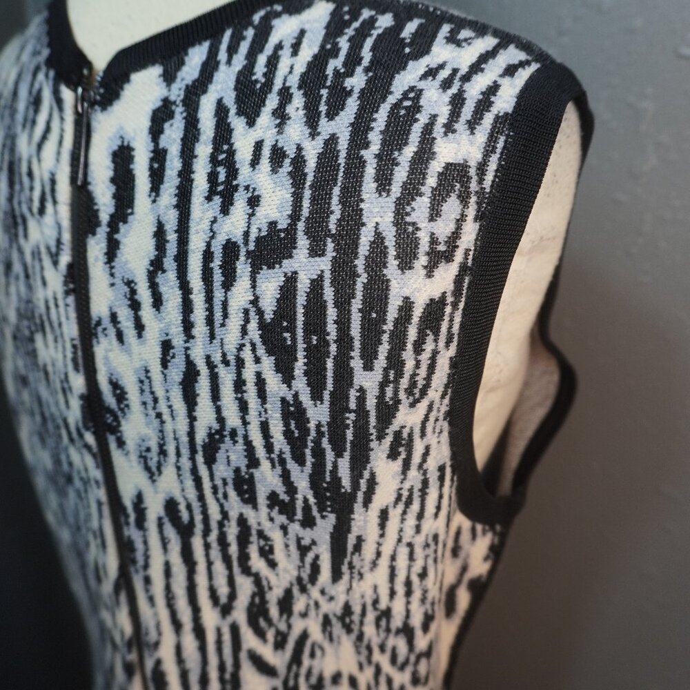 Rachel Roy Womens Black Off White Leopard Sweater Sleeveless Dress Size Small - Picture 8 of 9